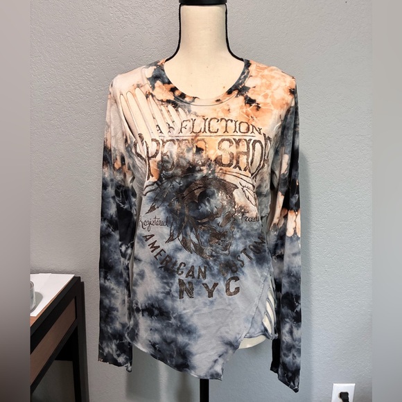 Affliction Tops - Affliction Live Fast USA MADE American Customs long sleeve tee size Large HTF !!